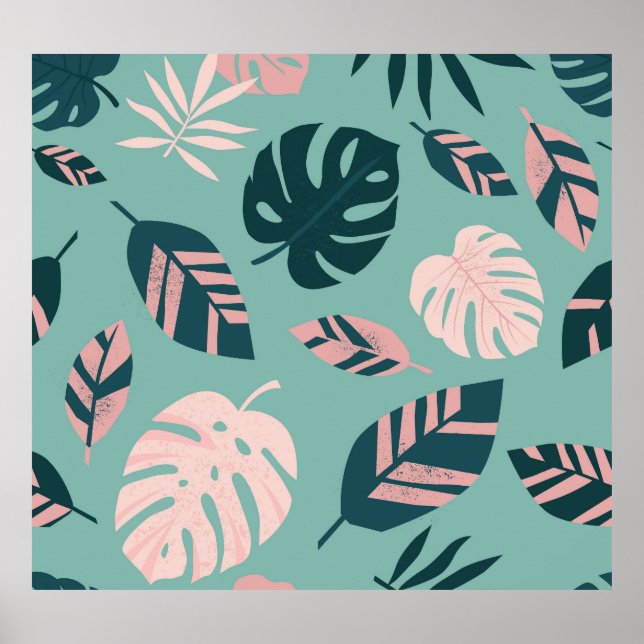 Tropical Leaves: Seamless Vintage Pattern. Poster (Front)
