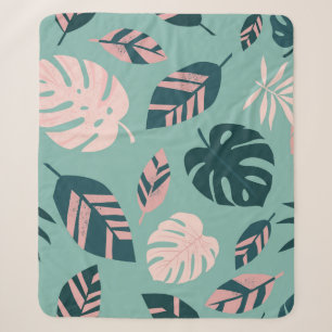 Tropical Leaves: Seamless Vintage Pattern. Sherpa Blanket