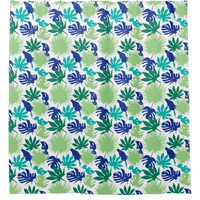Tropical leaves shower curtain (Front)