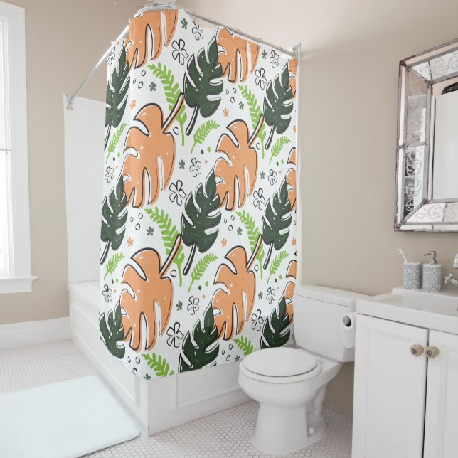tropical leaves shower curtain (In Situ)
