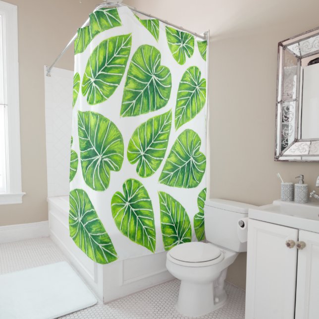 Tropical leaves shower curtain (In Situ)