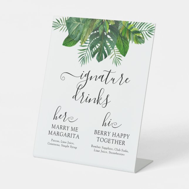 Tropical Leaves Signature Drink Sign (Front)