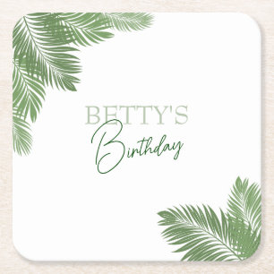 Tropical Leaves Square Paper Coaster