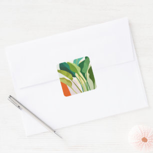 Tropical Leaves Square Sticker
