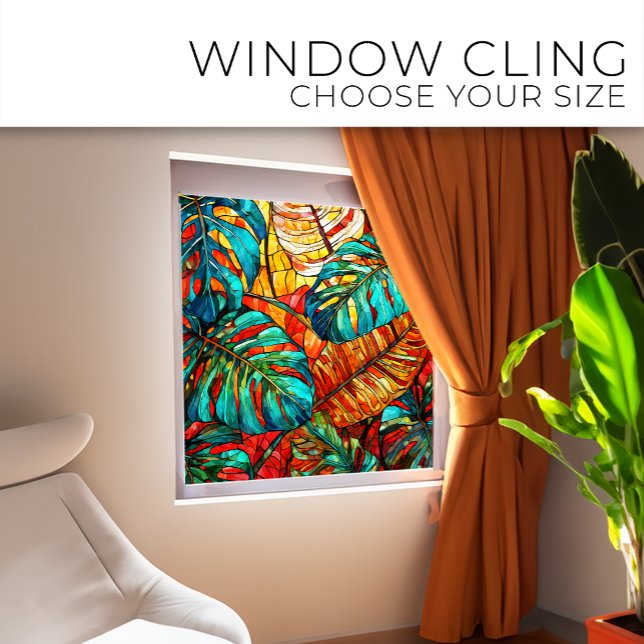 Tropical leaves Stained glass art Window Cling (Creator Uploaded)