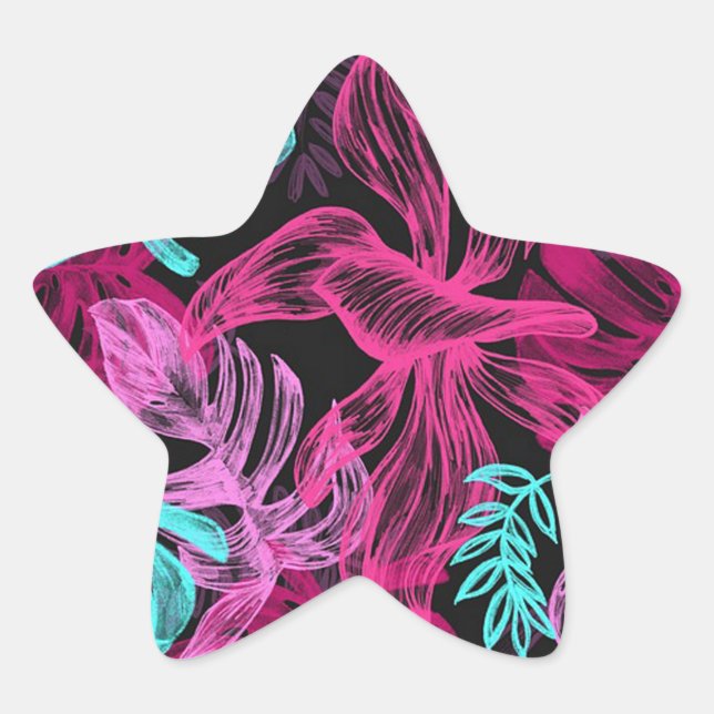 Tropical Leaves Star Sticker (Front)