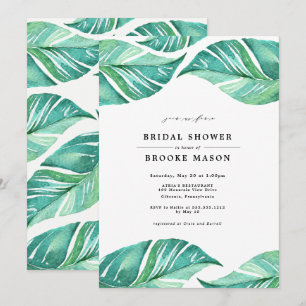 Tropical Leaves Summer Bridal Shower Invitation