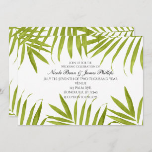 Tropical Leaves Summer Elegant Wedding Invitations