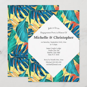 Tropical leaves summer island aloha colourful lemo invitation