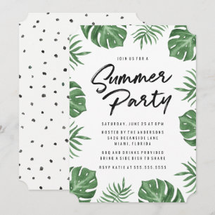 Tropical Leaves   Summer Party Invitation