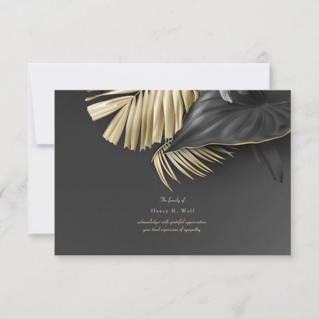 Tropical Leaves Sympathy Thank You Card (Front)