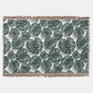Tropical leaves throw blanket
