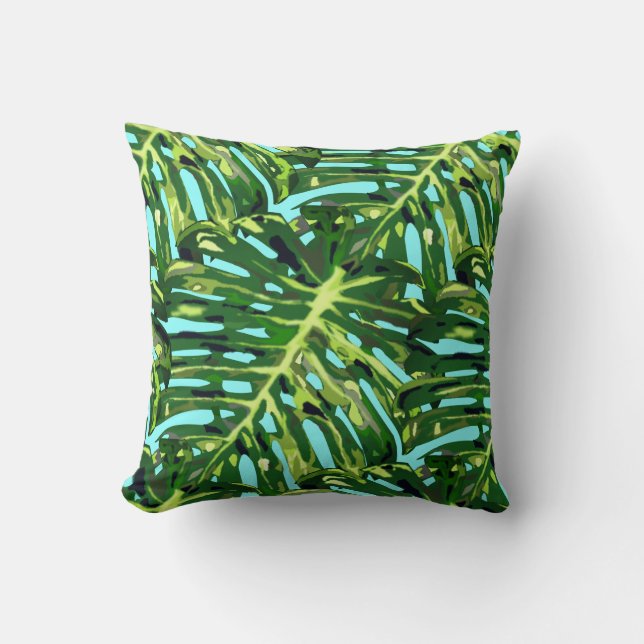 Tropical Leaves Throw Pillow (Front)