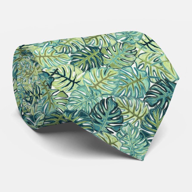 Tropical Leaves Tie (Rolled)
