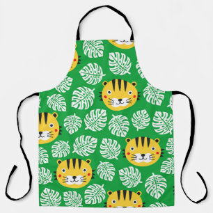 Tropical Leaves Tiger Kid Pattern Apron