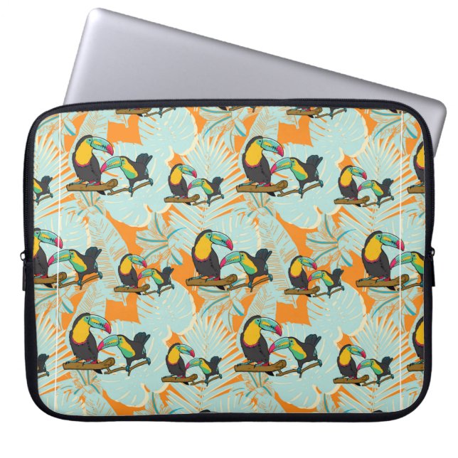 Tropical leaves toucan seamless Pattern Laptop Sleeve (Front)