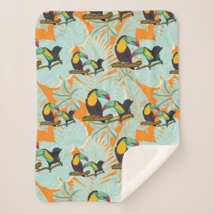 Tropical leaves toucan seamless Pattern Sherpa Blanket