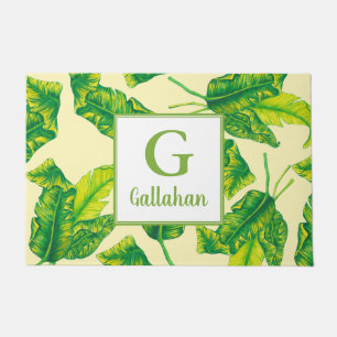 Tropical Leaves Tropicana Gold   Personalised Doormat