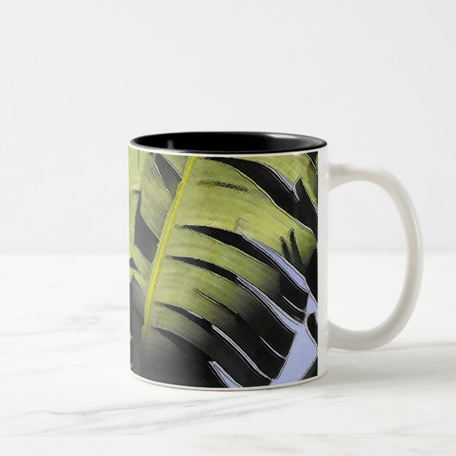 Tropical Leaves Two-Tone Coffee Mug (Right)