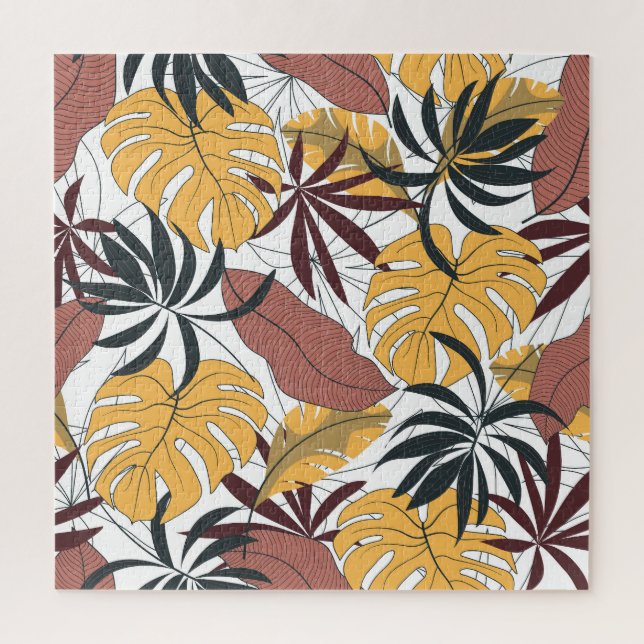 Tropical leaves: vibrant seamless background. jigsaw puzzle (Vertical)