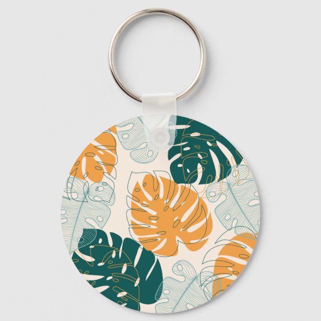 Tropical Leaves: Vintage Jungle Seal Key Ring (Front)