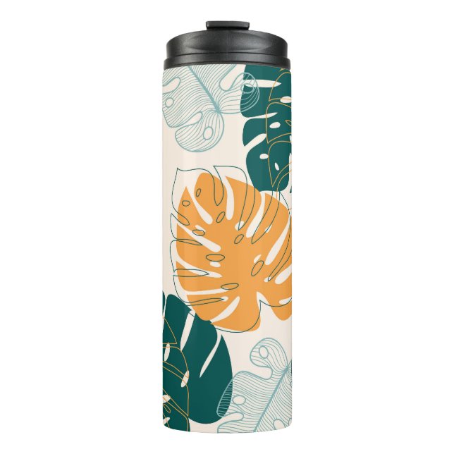 Tropical Leaves: Vintage Jungle Seal Thermal Tumbler (Front)