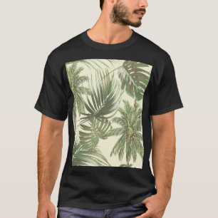 Tropical Leaves Vintage Palms Wallpaper T-Shirt