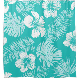 Tropical Leaves: Vintage Plant Pattern Shower Curtain