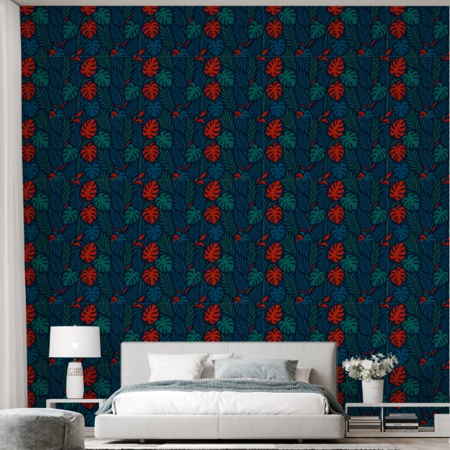 Tropical leaves wallpaper (Bedroom)