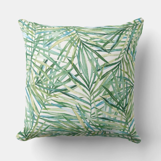 Tropical Leaves Watercolor Cushion (Front)