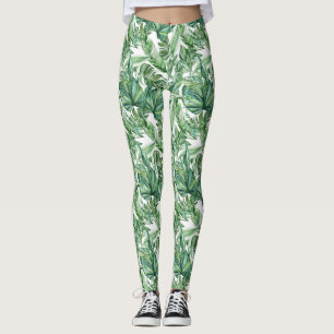 Tropical Leaves Watercolor Leggings