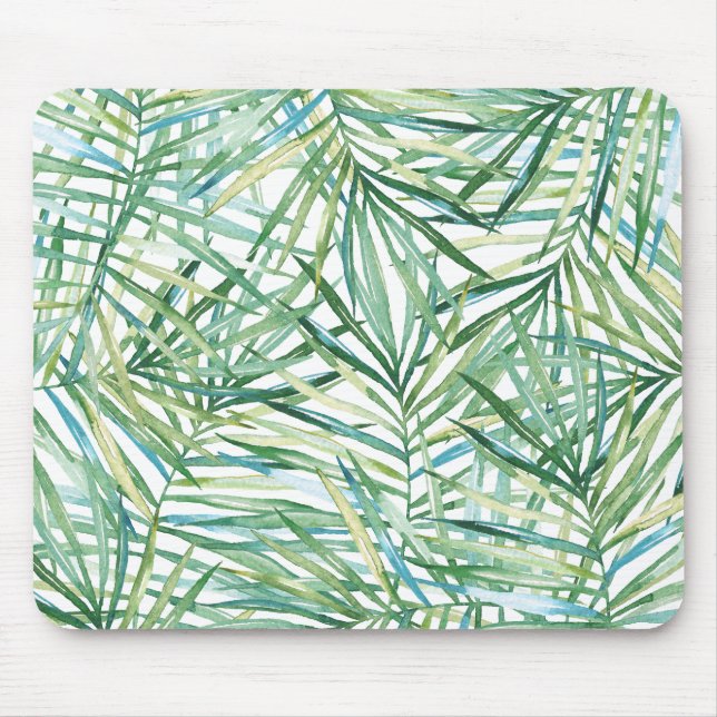 Tropical Leaves Watercolor Mouse Mat (Front)
