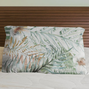 Tropical Leaves Watercolor Pillow Case