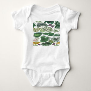 Tropical leaves: watercolor seamless background baby bodysuit
