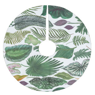 Tropical leaves: watercolor seamless background brushed polyester tree skirt