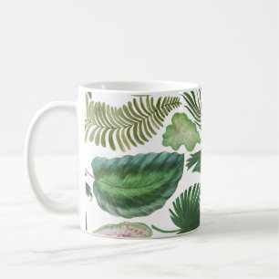 Tropical leaves: watercolor seamless background coffee mug