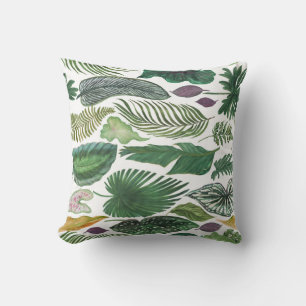 Tropical leaves: watercolor seamless background cushion