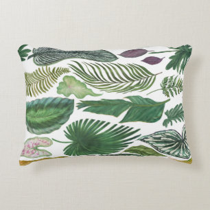Tropical leaves: watercolor seamless background decorative cushion