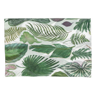 Tropical leaves: watercolor seamless background pillowcase