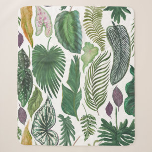 Tropical leaves: watercolor seamless background sherpa blanket