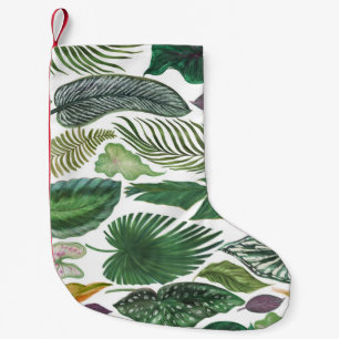Tropical leaves: watercolor seamless background small christmas stocking