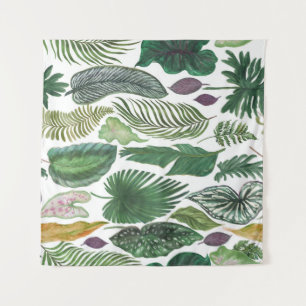 Tropical leaves: watercolor seamless background tapestry
