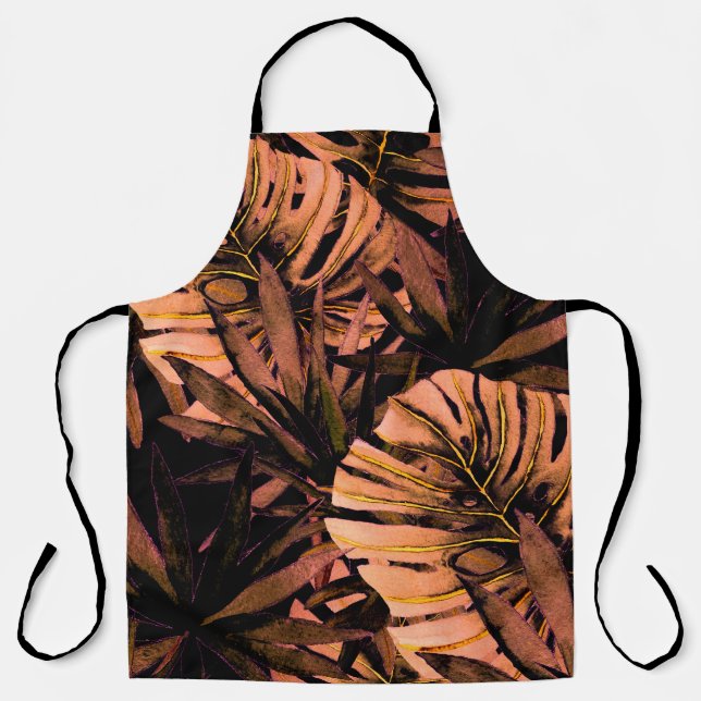 Tropical leaves watercolor, seamless swimwear desi apron (Front)