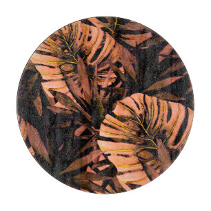 Tropical leaves watercolor, seamless swimwear desi cutting board