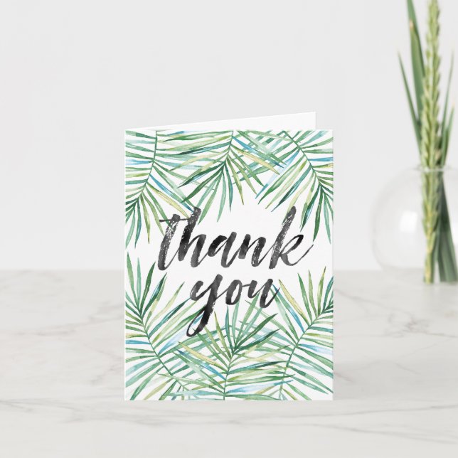 Tropical Leaves Watercolor Thank you (Front)