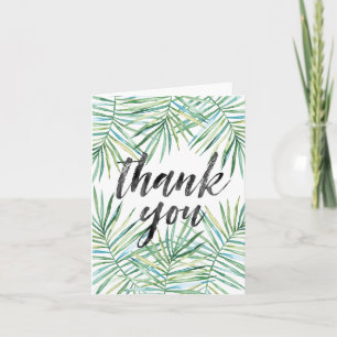 Tropical Leaves Watercolor Thank you Card