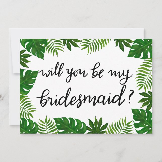 Tropical Leaves | Wedding | Bridesmaid Invitation (Front)