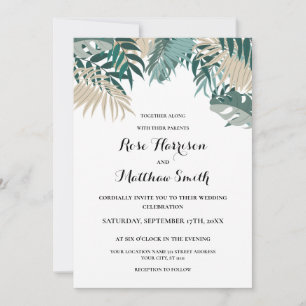 Tropical leaves Wedding Invitation