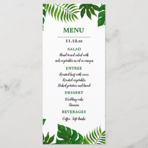 Tropical Leaves   Wedding Menu