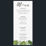 Tropical leaves wedding menu card template<br><div class="desc">Tropical leaves wedding menu card template. Easy to personalise. Find matching items in "Elegant Tropical Wedding Collection"</div>